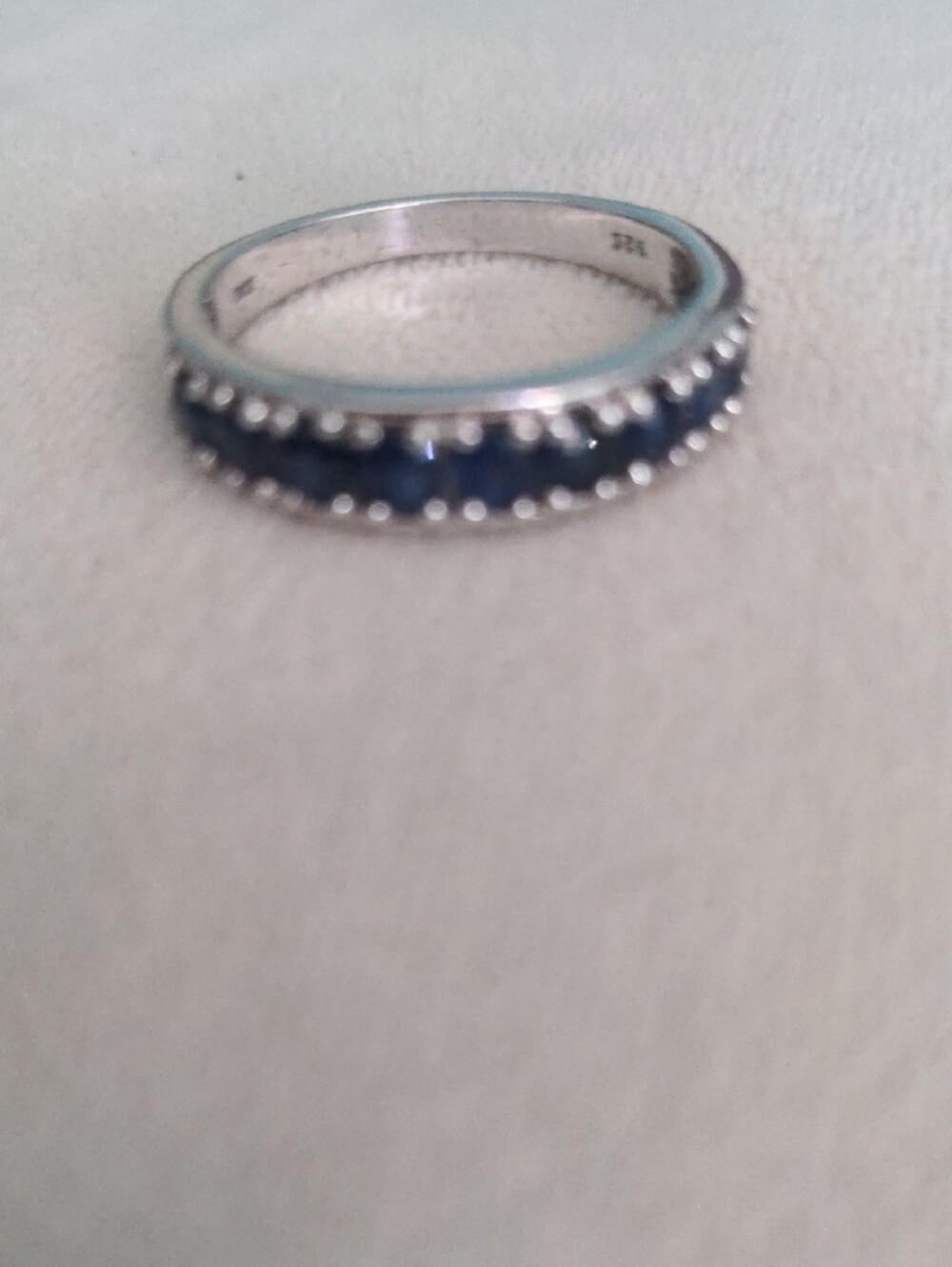 New Sterling Silver Midnight Blue Sapphire Eternity Band, Sz 10 1/4, Boho